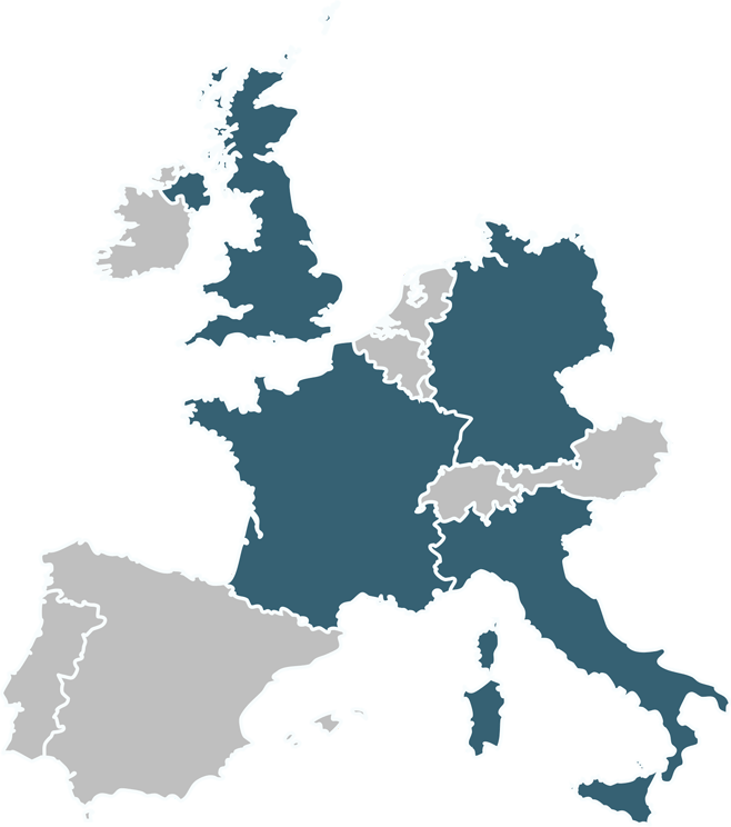 Presenza internazionale del Gruppo Ergéa in Europa